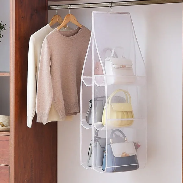 Transparent 6 Pocket Foldable Handbag Organizer