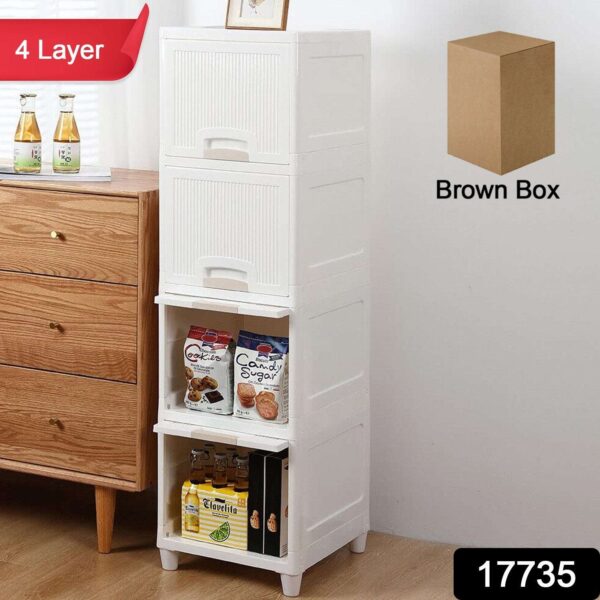Multipurpose Storage Cabinet, Storage Solutions plastic drawers || Multi Layer Wardrobe Storage Drawers || Foldable Multipurpose Drawer Units For Kitchen, Bathroom, Bedroom, Cloth (4, 2 Layer)